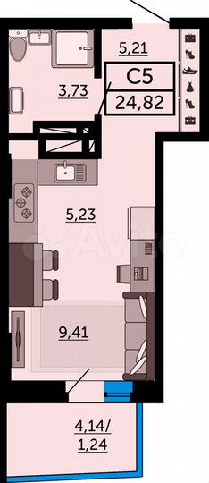 Квартира-студия, 24,5 м², 24/27 эт.