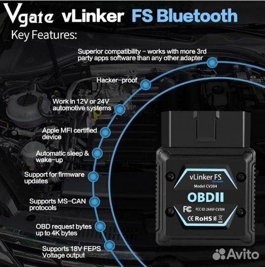 Vgate vlinker FS CV304 elm327 BT v2.2