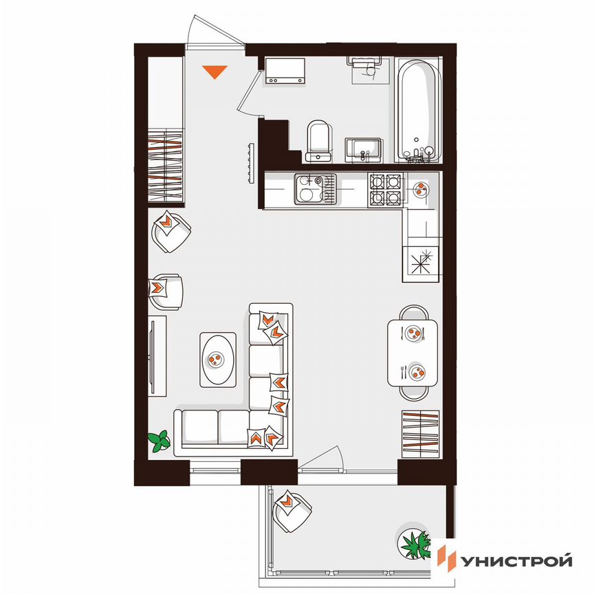 Квартира-студия, 31,6 м², 4/5 эт.