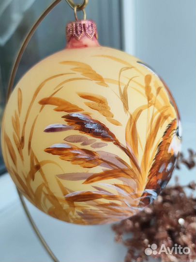 Шар ручная работа (стеклянная елочная игрушка)