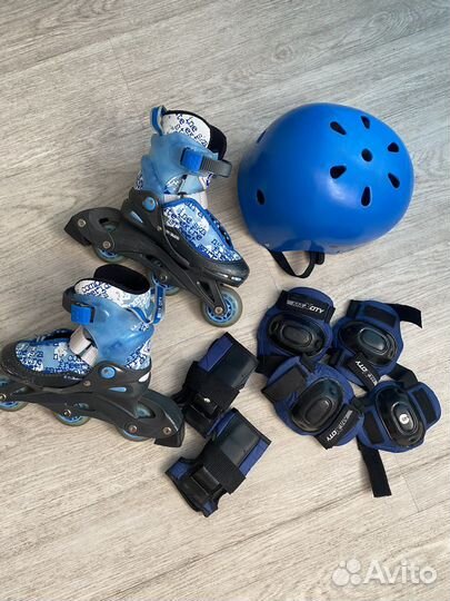Роликовые коньки раздвижные 26-29 защита шлем