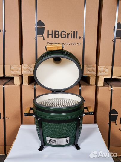 Керамический гриль Kamado HBGrill, 40 см. Green