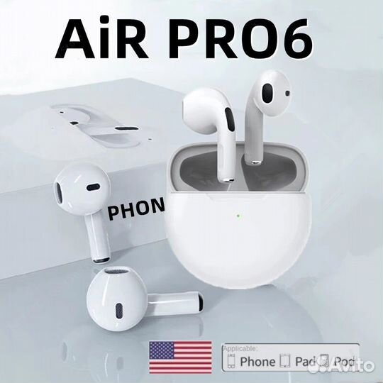 Беспроводные наушники Air Pro 6 TWS, Bluetooth