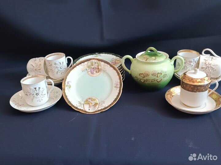 Чайные пары сахарница тарелки Кузнецов до 17 года