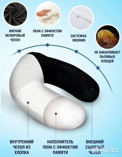 Ортопедическая подушка 30х30х13 для путешествий 19
