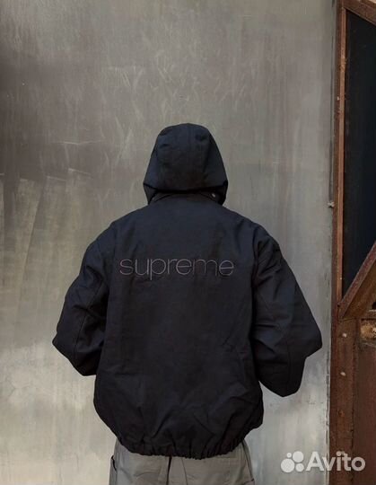 Джинсовая куртка Supreme шерпа черная в наличии
