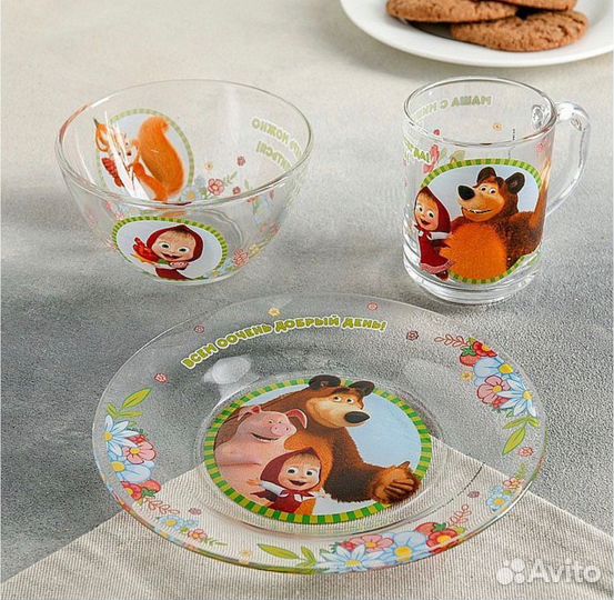 Набор детской посуды маша медведь