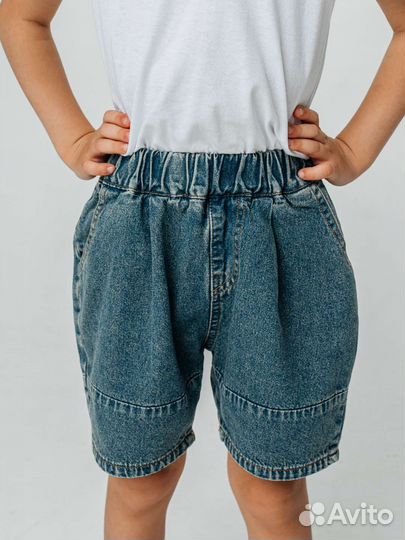 Джинсовые шорты карго для девочек и мальчиков