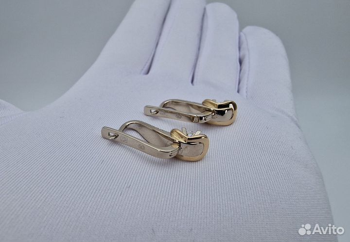 Золотые Серьги 585 пробы с бриллиантами. Рассрочка