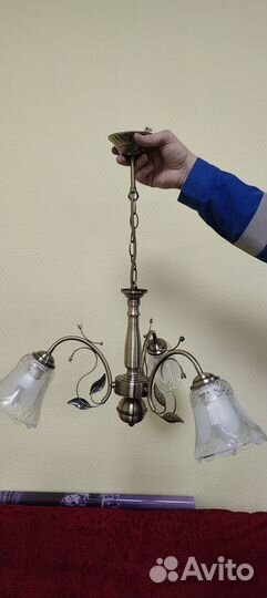 Люстра трехрожковая, бронза