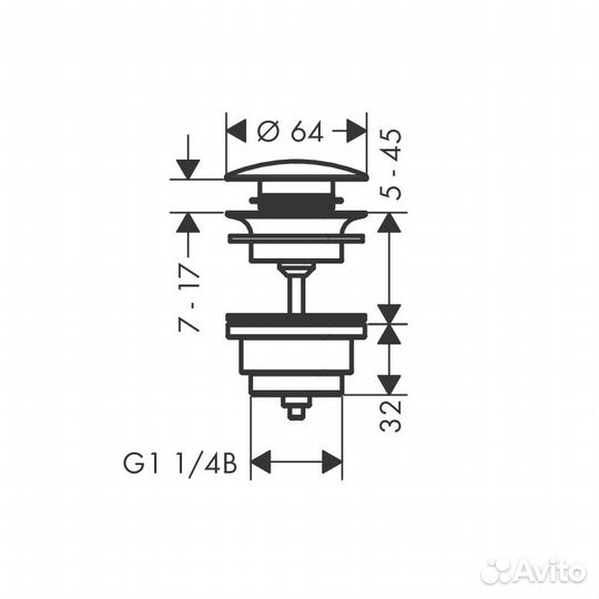 Донный клапан Hansgrohe полированное золото 501009