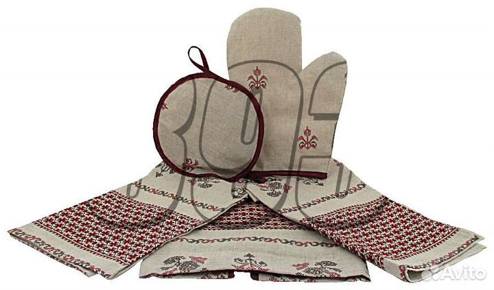 Кухонный набор Лён 5-ти предметный (тёмный) (5037)