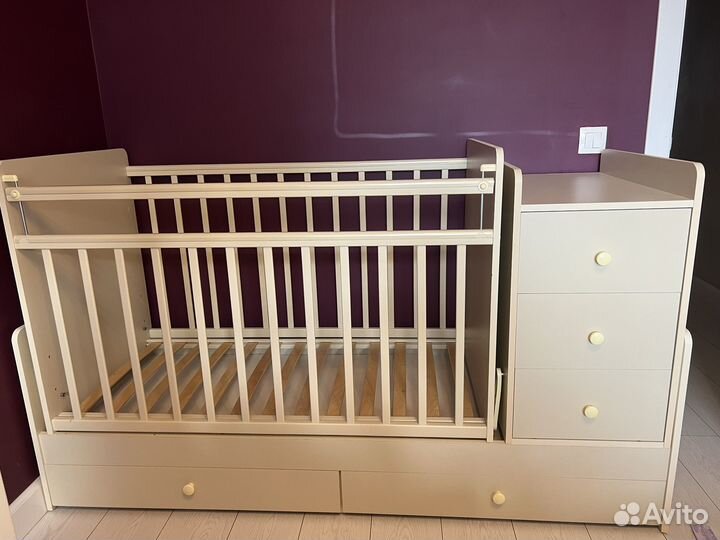 Детская кроватка трансформер с комодом