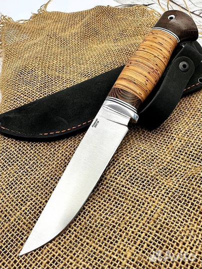 Охотничий нож из 95х18 рукоять из теплой бересты