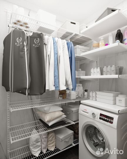 Гардеробная система хранения вещей в постирочной