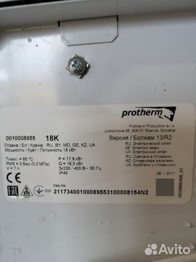 Электрический котел protherm 18 K