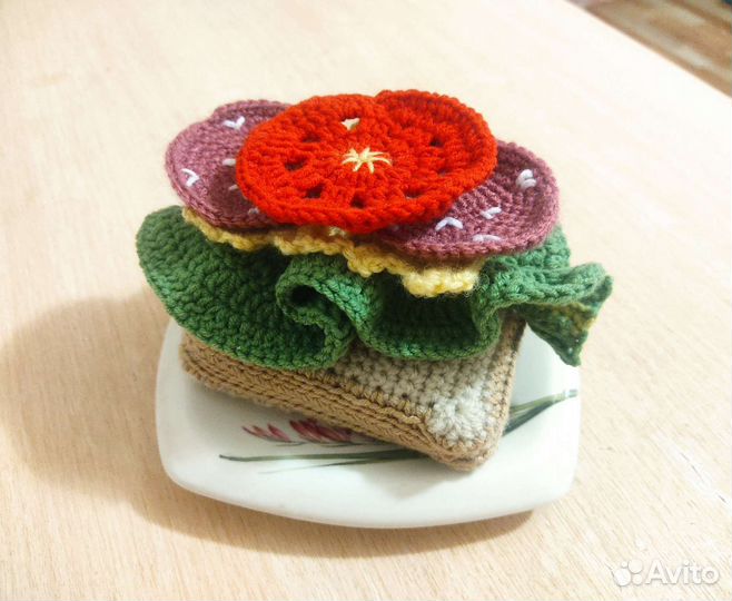 Вязаные овощи, фрукты, еда