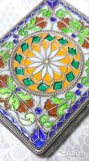 Миниатюрный портсигар. Серебро. Эмаль