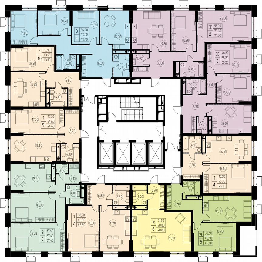 3-к. квартира, 77,1 м², 10/28 эт.