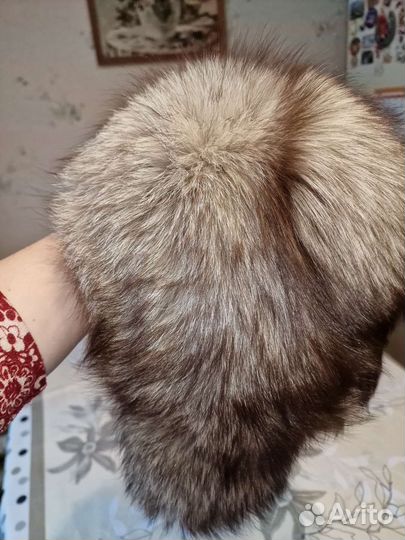 Шапка ушанка - чернобурка, черная