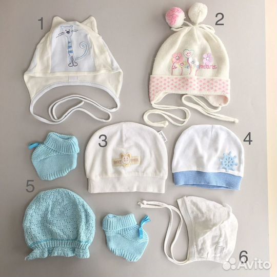 Пакетик - Чепчики шапочки для новорожденных