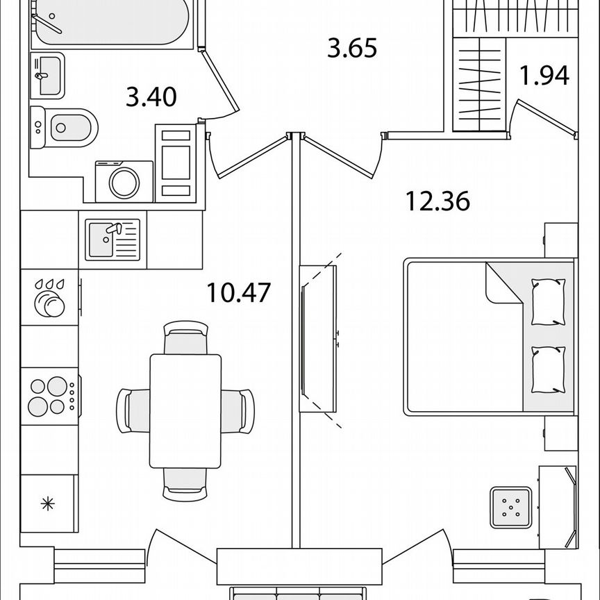 1-к. квартира, 34,4 м², 5/9 эт.