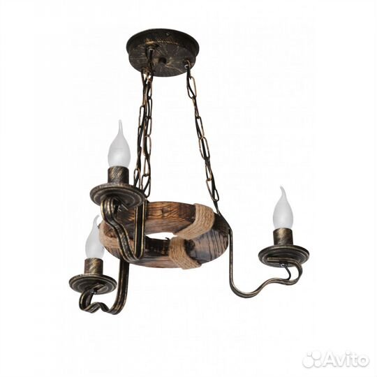 Деревянная люстра на 8 ламп