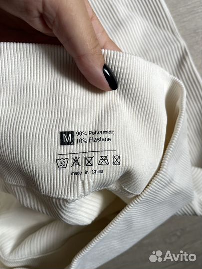 Лосины в рубчик белые м