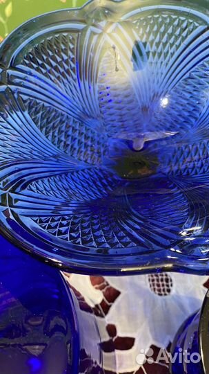 Ваза графин синее стекло кобальт посуда СССР