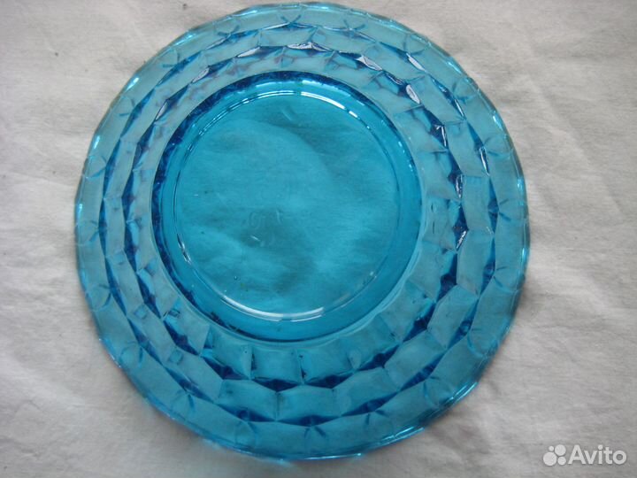 Фруктовница ваза СССР бирюзовое стекло