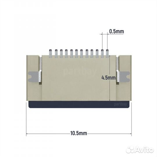 Коннектор для FFC FPC шлейфа 12-pin шаг 0.5mm ZIF