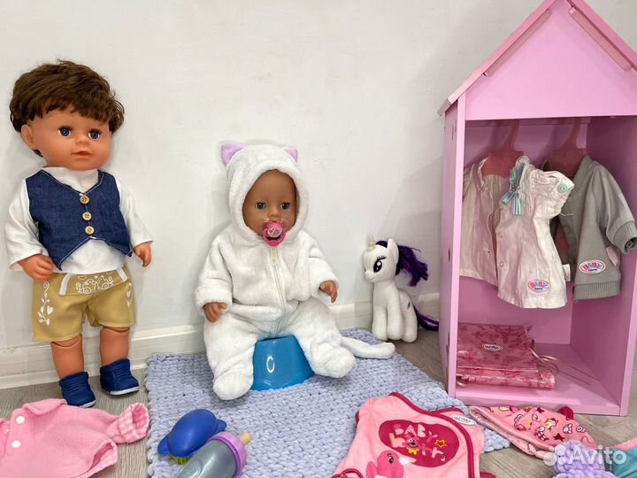 Пупс бэби борн 43 см + одежда и шкаф