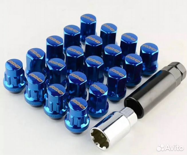 Гайки колесные Rays стальные Синие