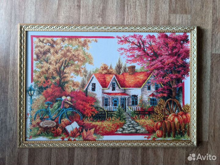 Картина вышитая крестом, ручная работа 55*75