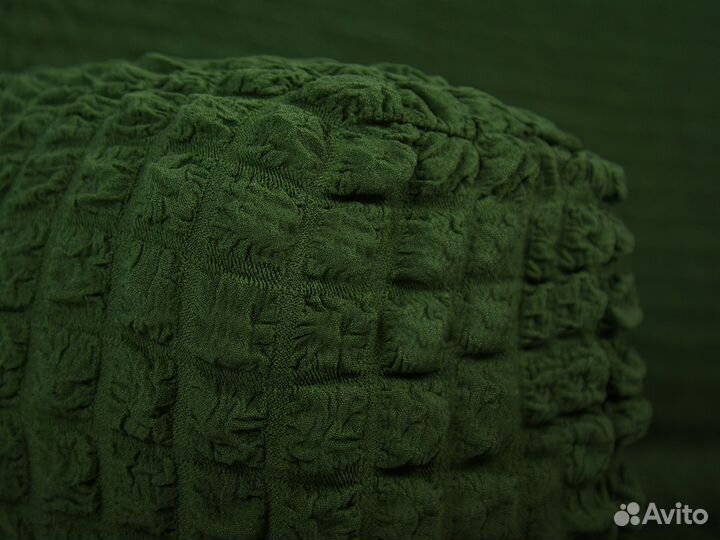 Чехол на угловой диван с оттоманкой справа Зеленый