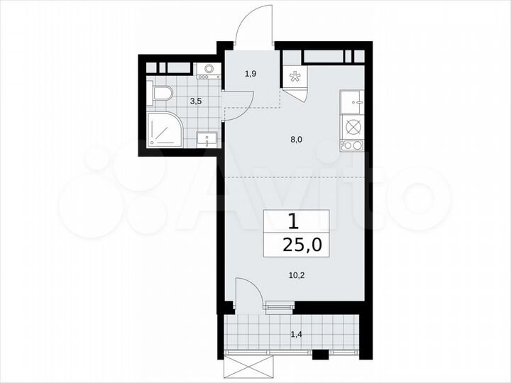 Квартира-студия, 25 м², 16/18 эт.