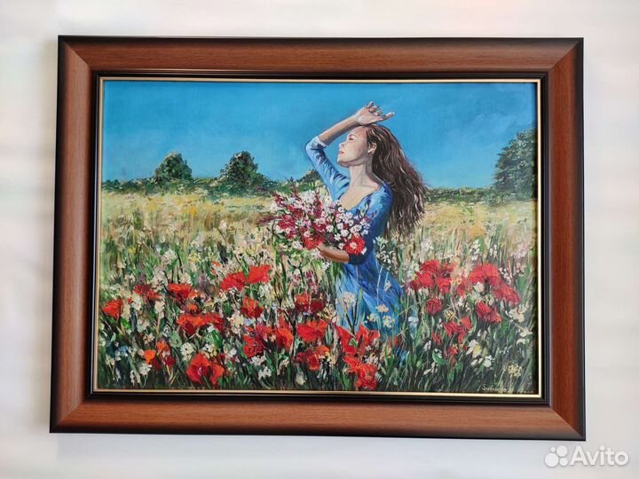Картина с девушкой маслом 70*50. Мурман.обл