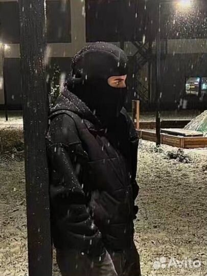 Зип худи с балаклавой и капюшоном черное