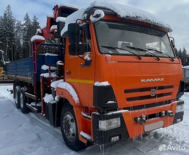 Бортовой грузовик КАМАЗ 65115 с КМУ Kanglim, 2021