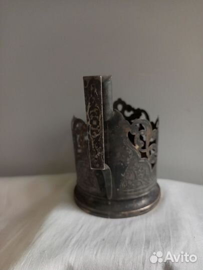 Подстаканник серебряный 875 проба чернение кубачи
