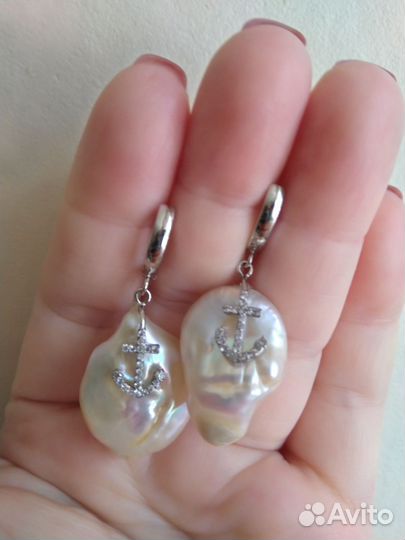 Сережки серебро барочный жемчуг