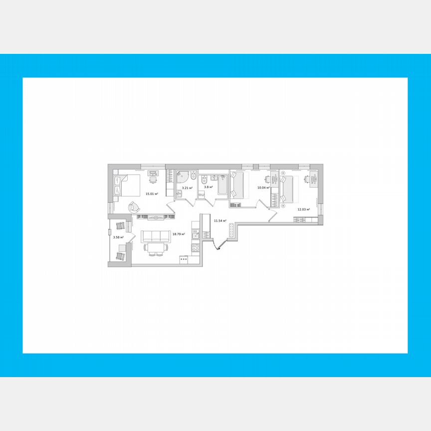 3-к. квартира, 73,9 м², 11/17 эт.