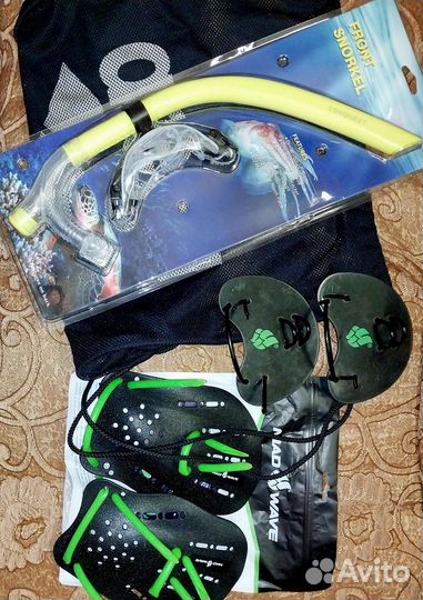 Трубка для плавания, лопатки, тормозной пояс