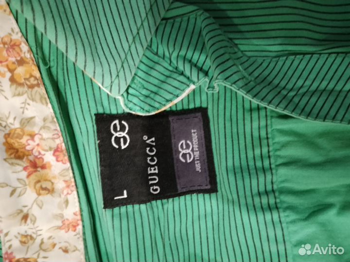 Рубашка зелёная летняя с короткими рукавами L