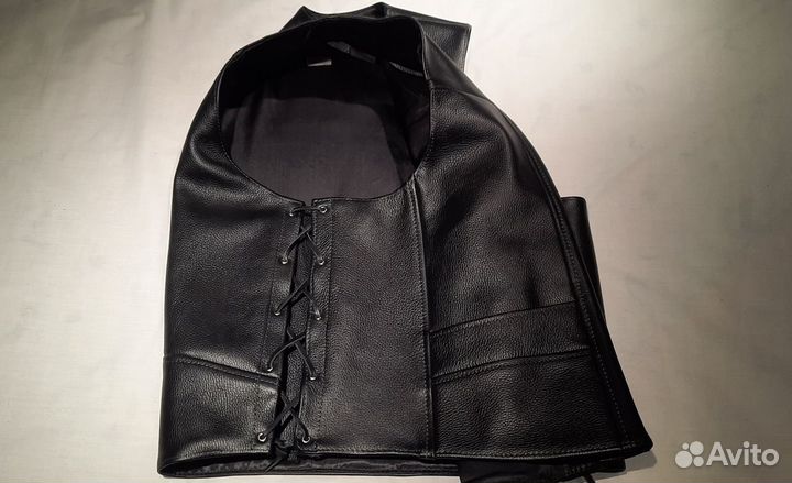 Мужской кожаный жилет для байкеров