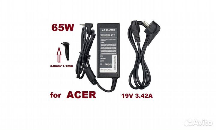 Зарядное Устройство Acer 19V 3.42A штекер 3.0*1.1