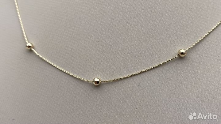 Золотая цепочка с шариками 40 см лимонное