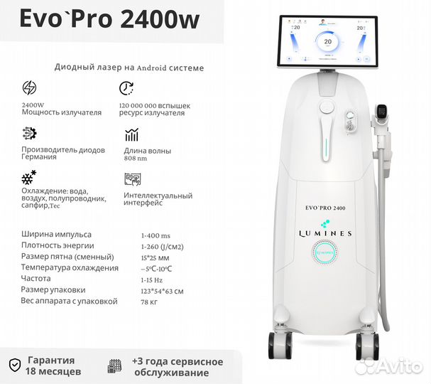 Диодный лазер для эпиляции Лю-Минес EvoPro 2400в