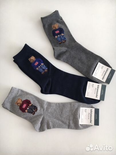 Носки с медведем в стиле Ralph Lauren 3 пары