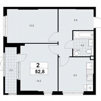 2-к. квартира, 53,1 м², 7/19 эт.